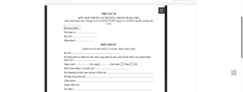 MẪU ĐƠN THUỐC CỔ TRUYỀN, THUỐC DƯỢC LIỆU