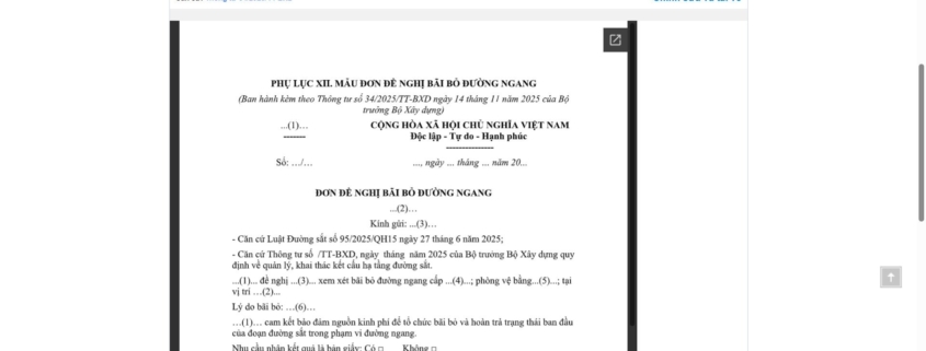 MẪU ĐƠN ĐỀ NGHỊ BÃI BỎ ĐƯỜNG NGANG