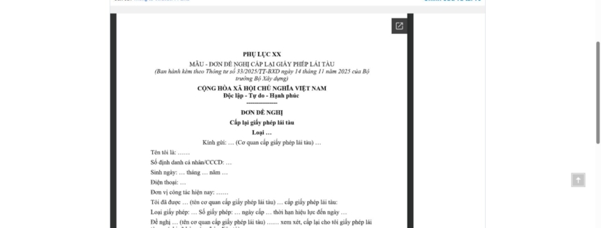 MẪU ĐƠN ĐỀ NGHỊ CẤP LẠI GIẤY PHÉP LÁI TÀU