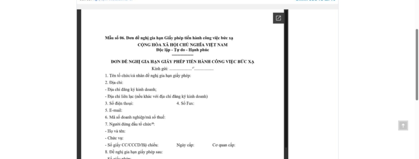 MẪU ĐƠN ĐỀ NGHỊ GIA HẠN GIẤY PHÉP TIẾN HÀNH CÔNG VIỆC BỨC XẠ