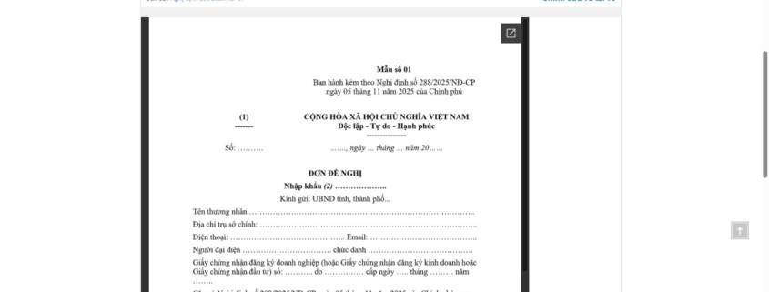 MẪU ĐƠN ĐỀ NGHỊ NHẬP KHẨU PHƯƠNG TIỆN BAY, ĐỘNG CƠ TÀU BAY, CÁNH QUẠT TÀU BAY VÀ TRANG BỊ, THIẾT BỊ CỦA PHƯƠNG TIỆN BAY