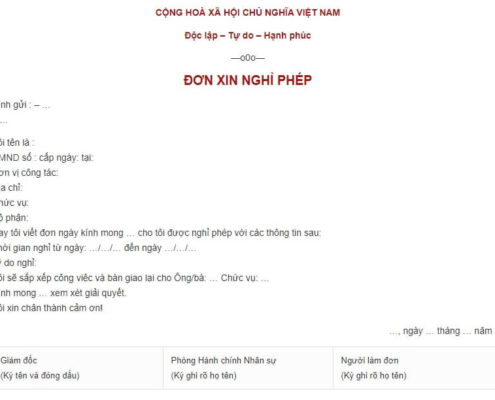 Mẫu đơn xin nghỉ phép năm