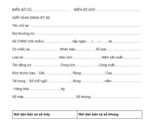 Mẫu đơn xin cấp lại đăng ký xe bị mất