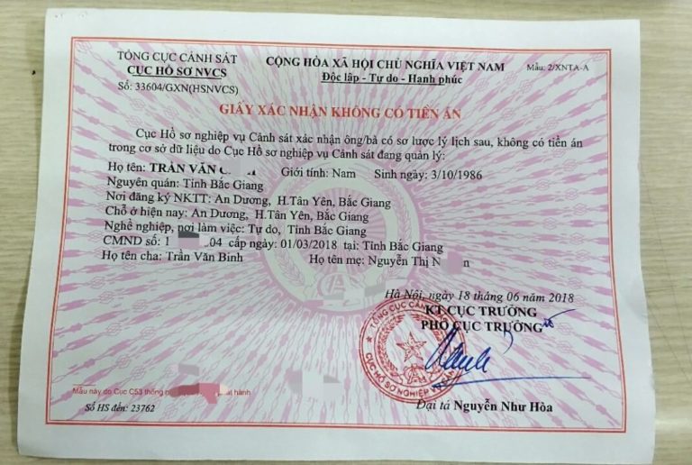 Thủ tục xin xác nhận không có tiền án mới nhất năm 2026