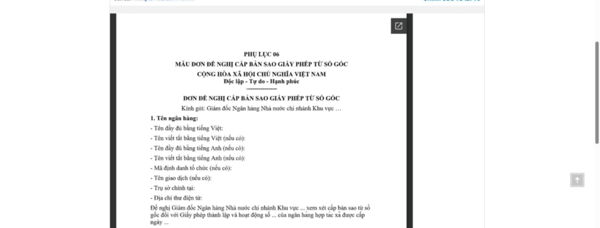 MẪU ĐƠN ĐỀ NGHỊ CẤP BẢN SAO GIẤY PHÉP TỪ SỔ GỐC (ĐỐI VỚI GIẤY PHÉP NGÂN HÀNG HỢP TÁC XÃ)
