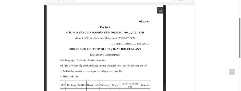 MẪU ĐƠN ĐỀ NGHỊ CHO PHÉP TIÊU THỤ HÀNG HÓA QUÁ CẢNH CỦA NƯỚC CỘNG HÒA DÂN CHỦ NHÂN DÂN LÀO QUA LÃNH THỔ NƯỚC CỘNG HÒA XÃ HỘI CHỦ NGHĨA VIỆT NAM