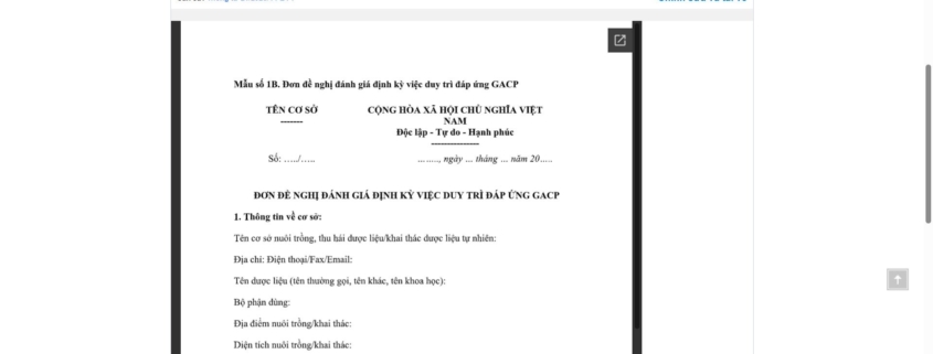 MẪU ĐƠN ĐỀ NGHỊ ĐÁNH GIÁ ĐỊNH KỲ VIỆC DUY TRÌ ĐÁP ỨNG GACP