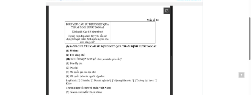 MẪU ĐƠN YÊU CẦU SỬ DỤNG KẾT QUẢ THẨM ĐỊNH NƯỚC NGOÀI