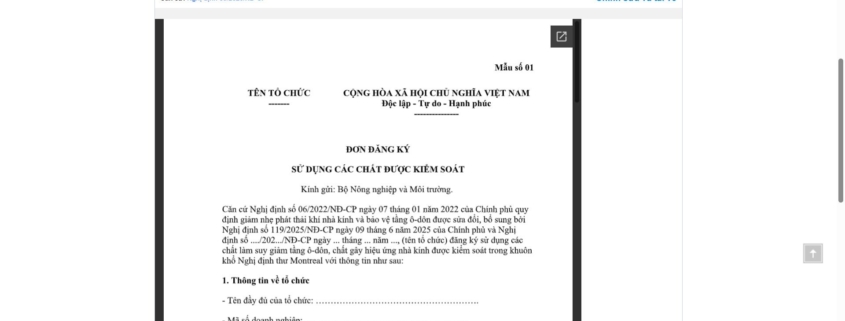 MẪU ĐƠN ĐĂNG KÝ SỬ DỤNG CÁC CHẤT ĐƯỢC KIỂM SOÁT
