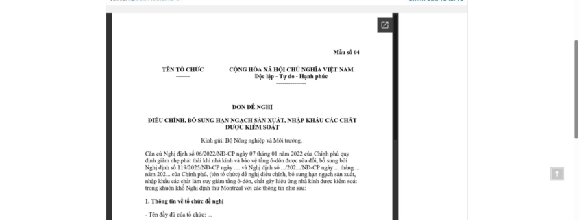 MẪU ĐƠN ĐỀ NGHỊ ĐIỀU CHỈNH, BỔ SUNG HẠN NGẠCH SẢN XUẤT, NHẬP KHẨU CÁC CHẤT ĐƯỢC KIỂM SOÁT CỦA CHÍNH PHỦ