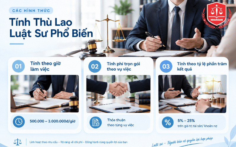 Tổng quan các hình thức thỏa thuận thù lao dịch vụ pháp lý theo quy định hiện hành.