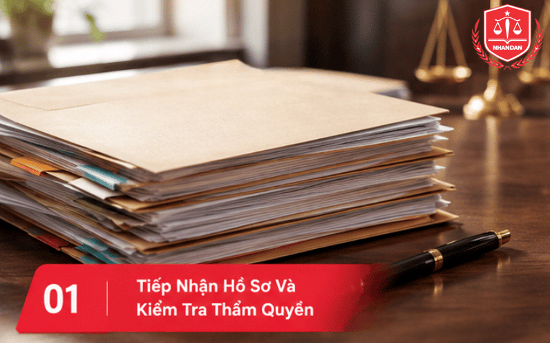 Bước 1: Tiếp nhận hồ sơ và kiểm tra thẩm quyền