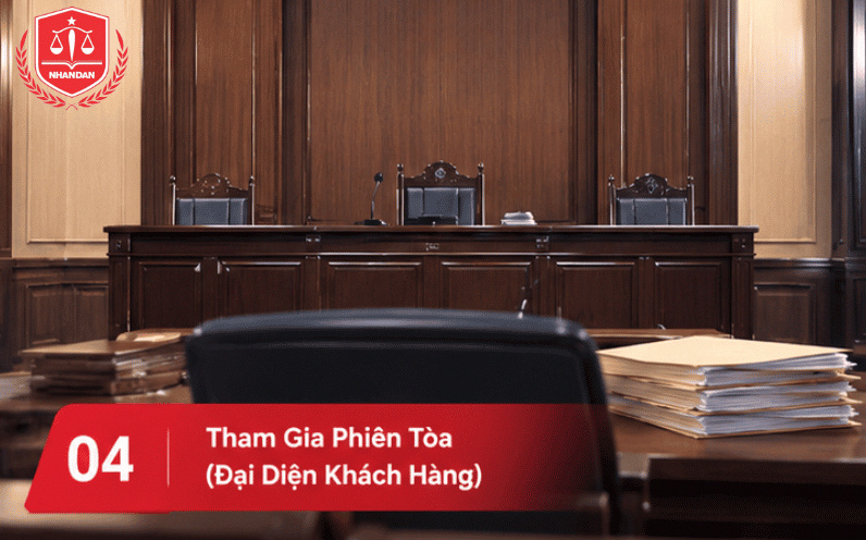 Bước 4: Tham gia phiên toà đại diện cho khách hàng