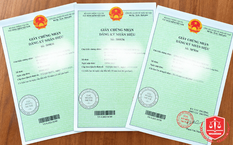 Giấy chứng nhận đăng ký bảo hộ nhãn hiệu.