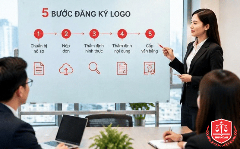 Quá trình đăng ký nhãn hiệu logo trải qua 5 giai đoạn thẩm định nghiêm ngặt từ tra cứu, hình thức đến nội dung.