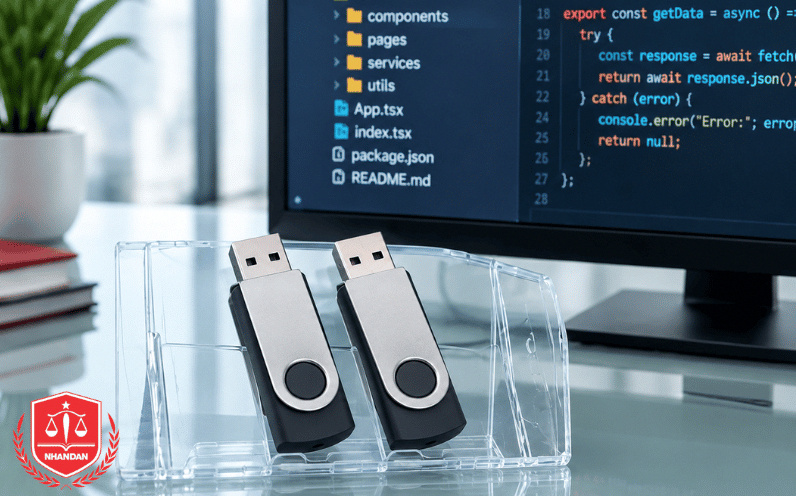 Vật mang tin gồm thiết bị USB chứa trọn vẹn mã nguồn và ảnh giao diện UI là tài liệu lưu chiểu bắt buộc. 