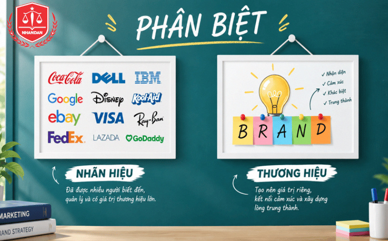 Phân biệt nhãn hiệu và thương hiệu.