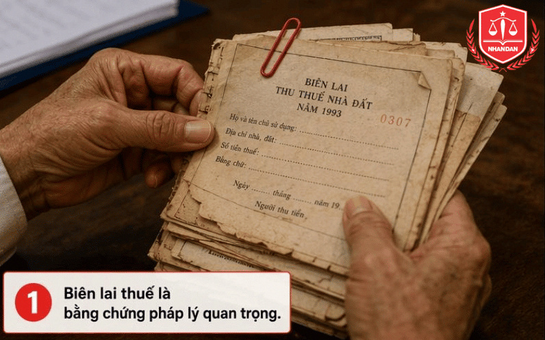 Biên lai nộp thuế qua các thời kỳ là chứng cứ pháp lý có giá trị cao khi xin cấp sổ đỏ. (Ảnh minh họa)