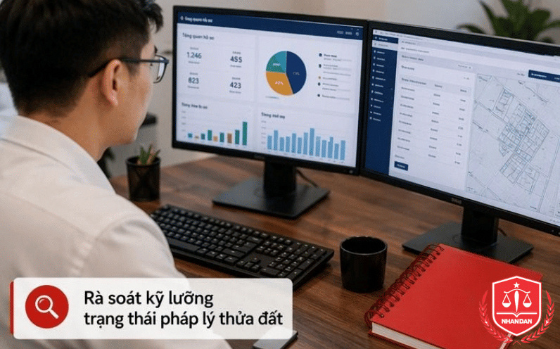 Bước kiểm tra dữ liệu ngăn chặn giúp bảo đảm thửa đất đủ điều kiện pháp lý để cấp phôi sổ mới.