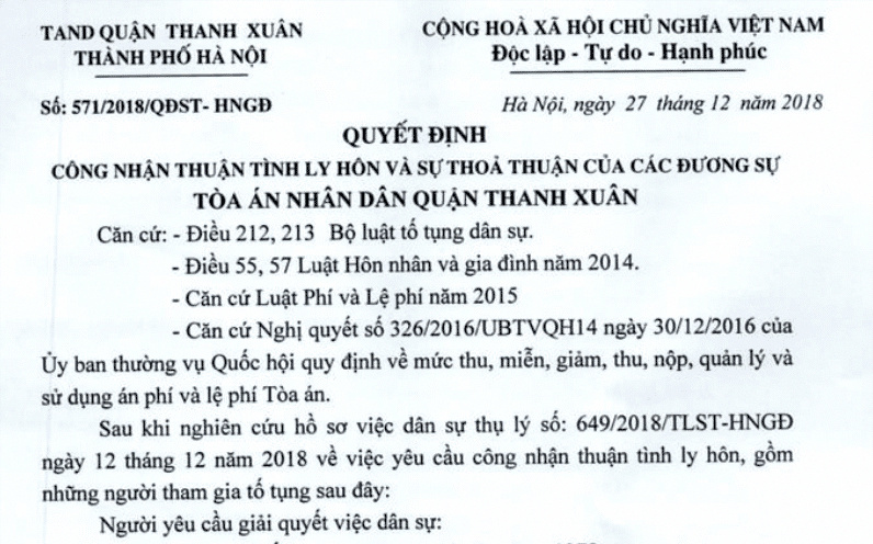 Dịch Vụ Ly Hôn Thuận Tình Hà Nội Trọn Gói Nhanh Ra Tòa 1 Lần 13 Mẫu quyết định công nhận thuận tình ly hôn.