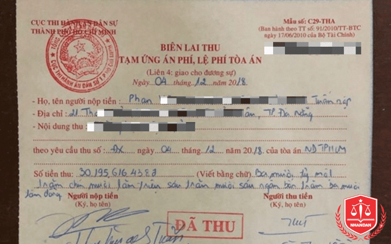 Dịch Vụ Ly Hôn Thuận Tình Hà Nội Trọn Gói Nhanh Ra Tòa 1 Lần 5 Hoàn thành nghĩa vụ nộp tạm ứng lệ phí Tòa án theo đúng quy định pháp luật hiện hành.(Ảnh mang tính chất minh họa)