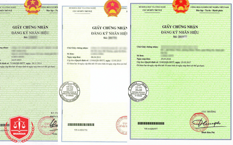 Giấy chứng nhận đăng ký nhãn hiệu. 