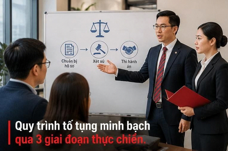 Luật sư triển khai công việc theo lộ trình 3 giai đoạn rõ ràng và khoa học.