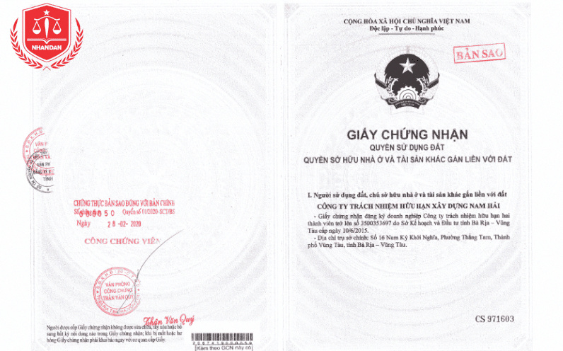 Mẫu bản sao chứng nhận quyền sở hữu đất quyền sở hữu nhà ở và tài sản khác gắn liền với đất.